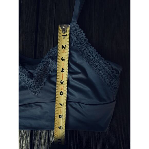 Aerie Y2K Brawlette Cami Bra Coquette Romantic Floral Lace Trim Midnight Blue M - Picture 4 of 8